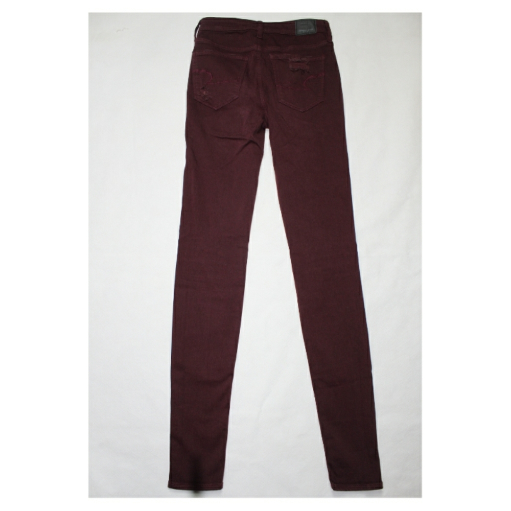 AE Destroyed Super High Rise Jean 2 Long Red - Picture 4 of 5